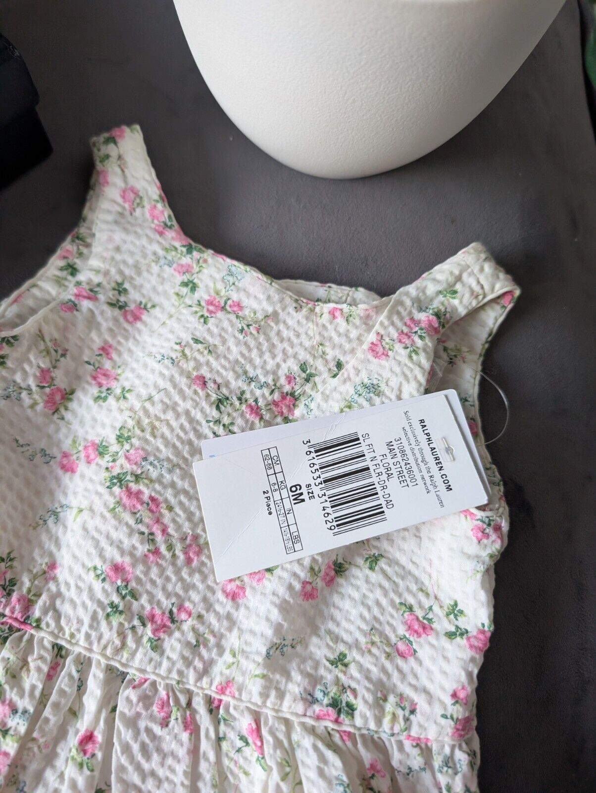 New Ralph Lauren Baby Girls Seersucker Floral Dress Occasion Pretty 6m pretty Gift