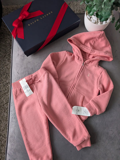 New Gorgeous Ralph Lauren Pink Scalloped Baby Girl Tracksuit  12-18m Gift Baby