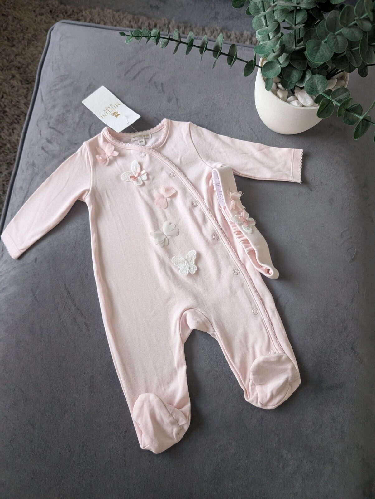 New Beautiful Butterfly Mintini Baby Girl Sleep suit Age 3m Pink Baby Girl Gift