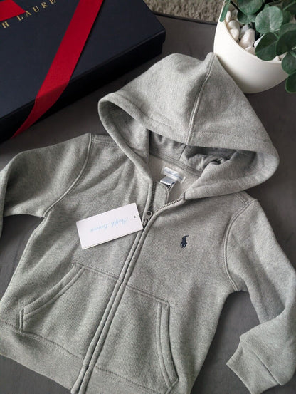 New Boys ralph lauren zip up hoodie Grey Full Zip Jacket Gift Smart 12-18m