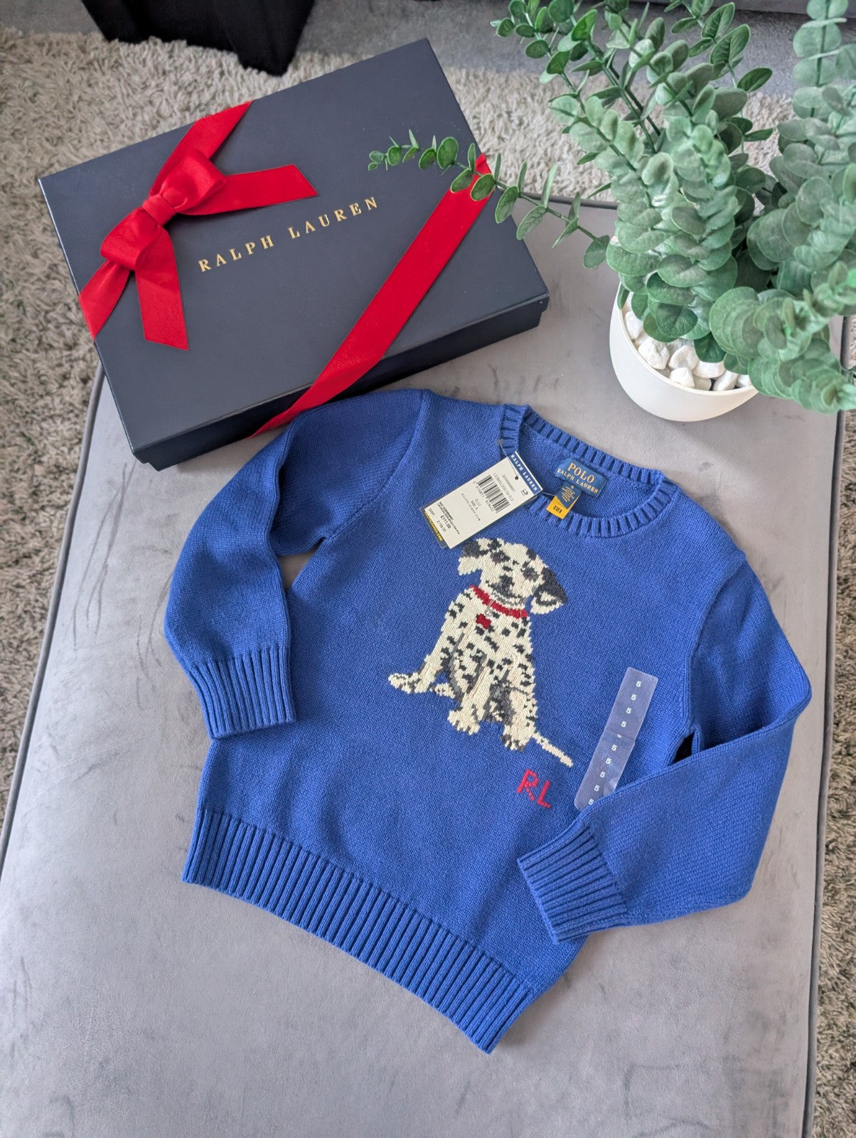 New Gorgeous Kids Ralph Lauren Dog Dalmatian Puppy Knitted Jumper Size 5yrs Gift