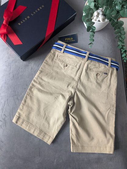 New Ralph Lauren Boys Beige Chino Shorts + Belt Smart Gift Age 10 Casual Summer