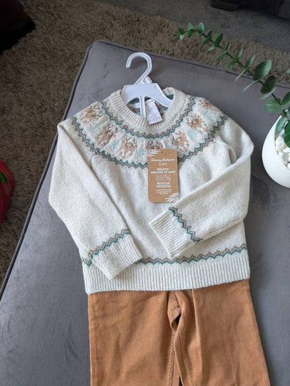 New Adorable Tommy Bahama Boys Outfit Age 18-24m Jumper + Chino Deer Ivory Sand