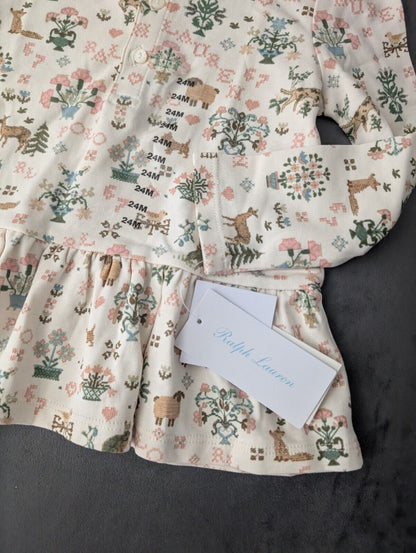 New Ralph Lauren Girls Farmhouse Top And Legging Set Floral Gift Cute 18-24m