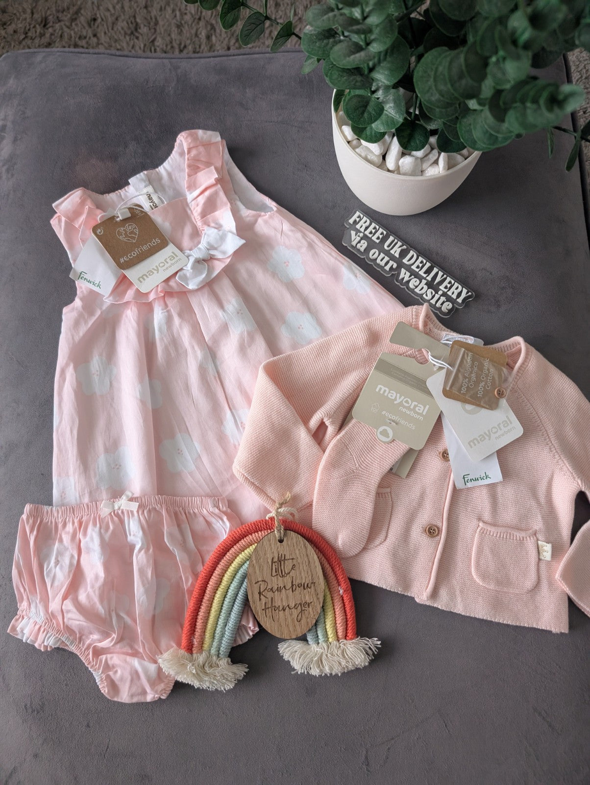 New Season Mayoral Three-piece Outfit 6-9Mth Pink Occasion Floral Girls Dress ++