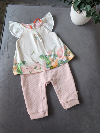 Bnwot Ted Baker Baby Girl Sleepsuit Outfit/romper Quilted Frill Gift 3-6 Floral