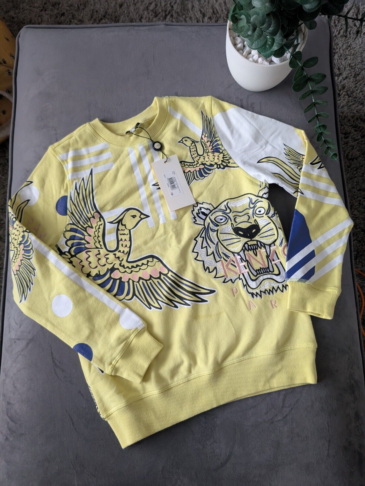 New Stunning Kenzo Girls Phoenix Paris Jumper age 12A Embroidery Yellow Julia