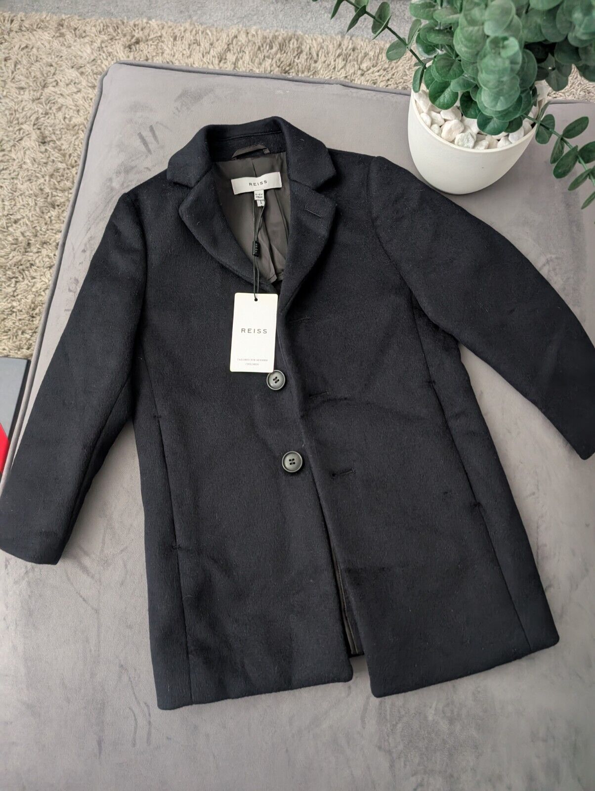 New Gable Black Boys Smart Single Breasted Overcoat in Black Age 6 RRP £96