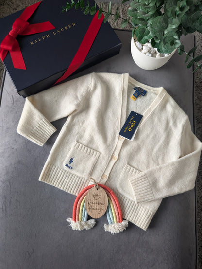 New Stunning Ralph Lauren Girls Wool Cashmere Ivory Cardigan Age 5 RRP £149 Gift