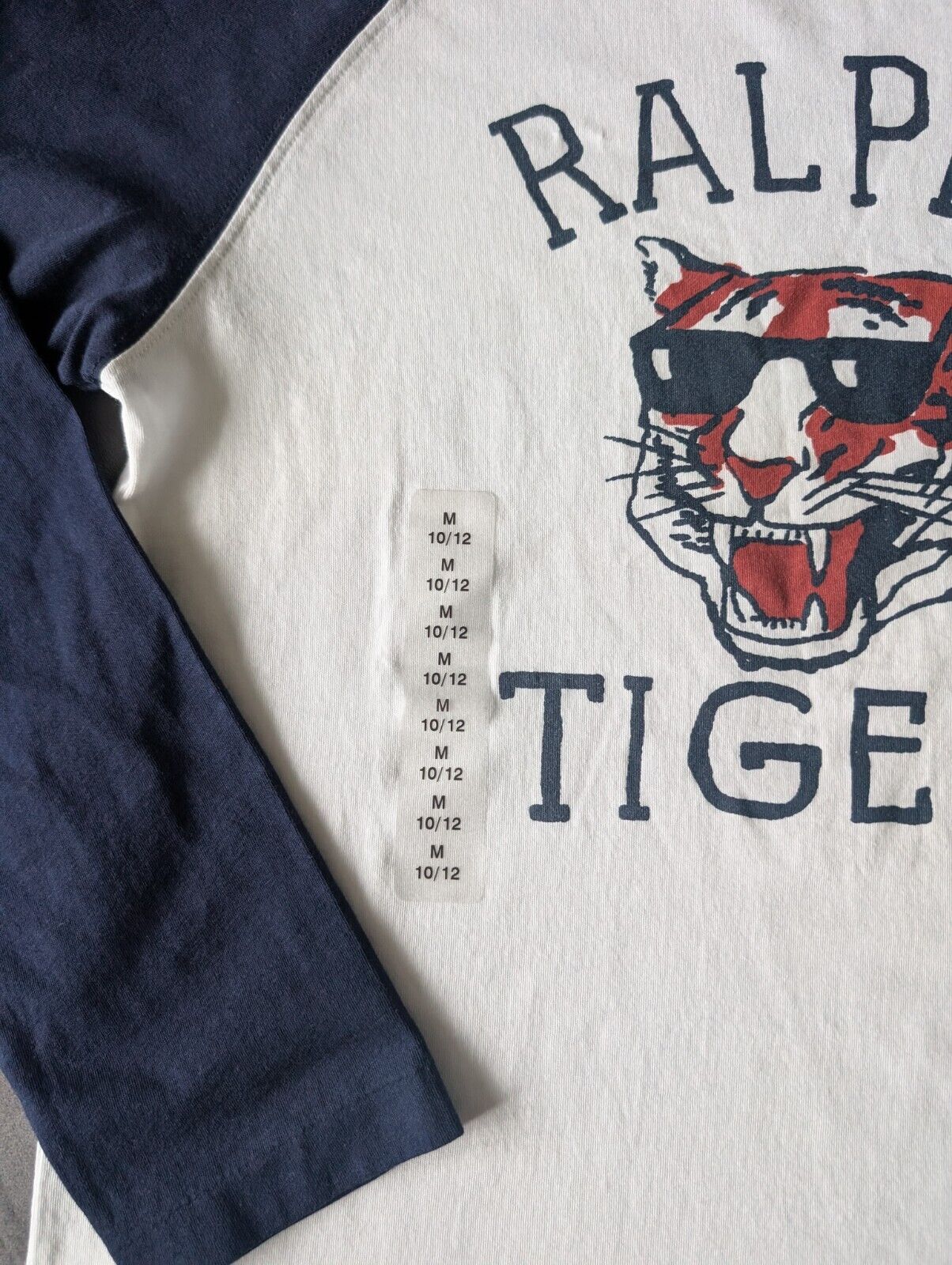 New Ralph Lauren Boys Blue Ralph Tigers Logo Ralph T Shirt Long Sleeve 10-12yrs