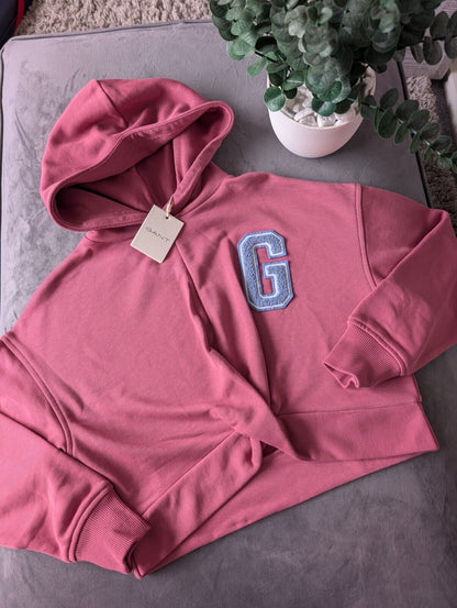 New GANT Girls knot front pink hoodie jumper pink knot g new £79  Gift 11-12