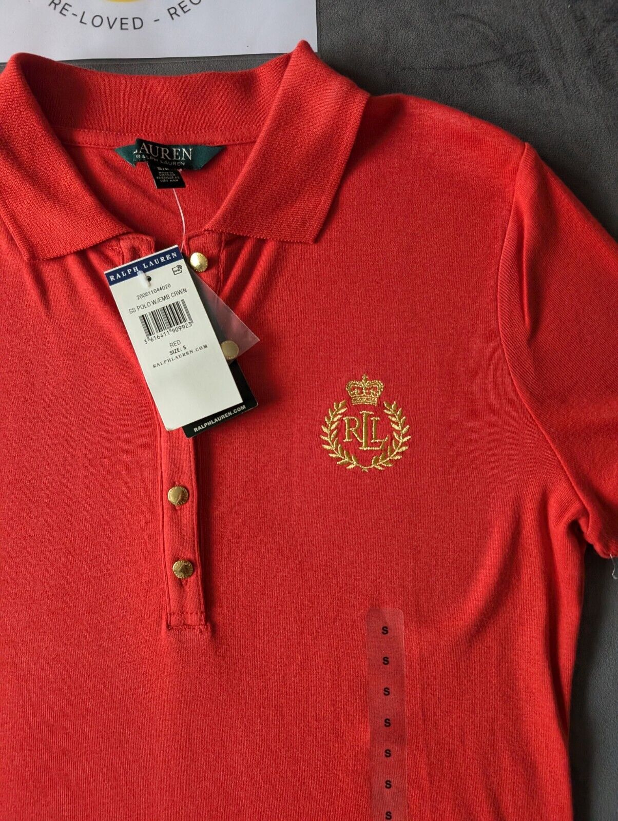 New Women’s Lauren Ralph Lauren Polo Shirt Top RRL Red - Size Small Smart Casual