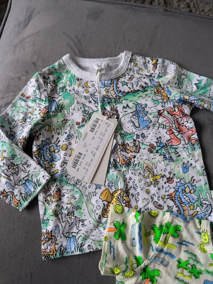 New adorable baby Stella McCartney Dragon Magical Romper + T Shirt 3-6m Cute