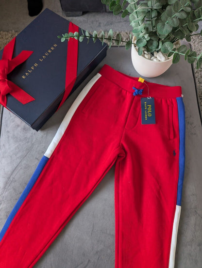 New Boys Ralph Lauren Polo Boys Joggers Red Fleece Age 7 years Casual Smart