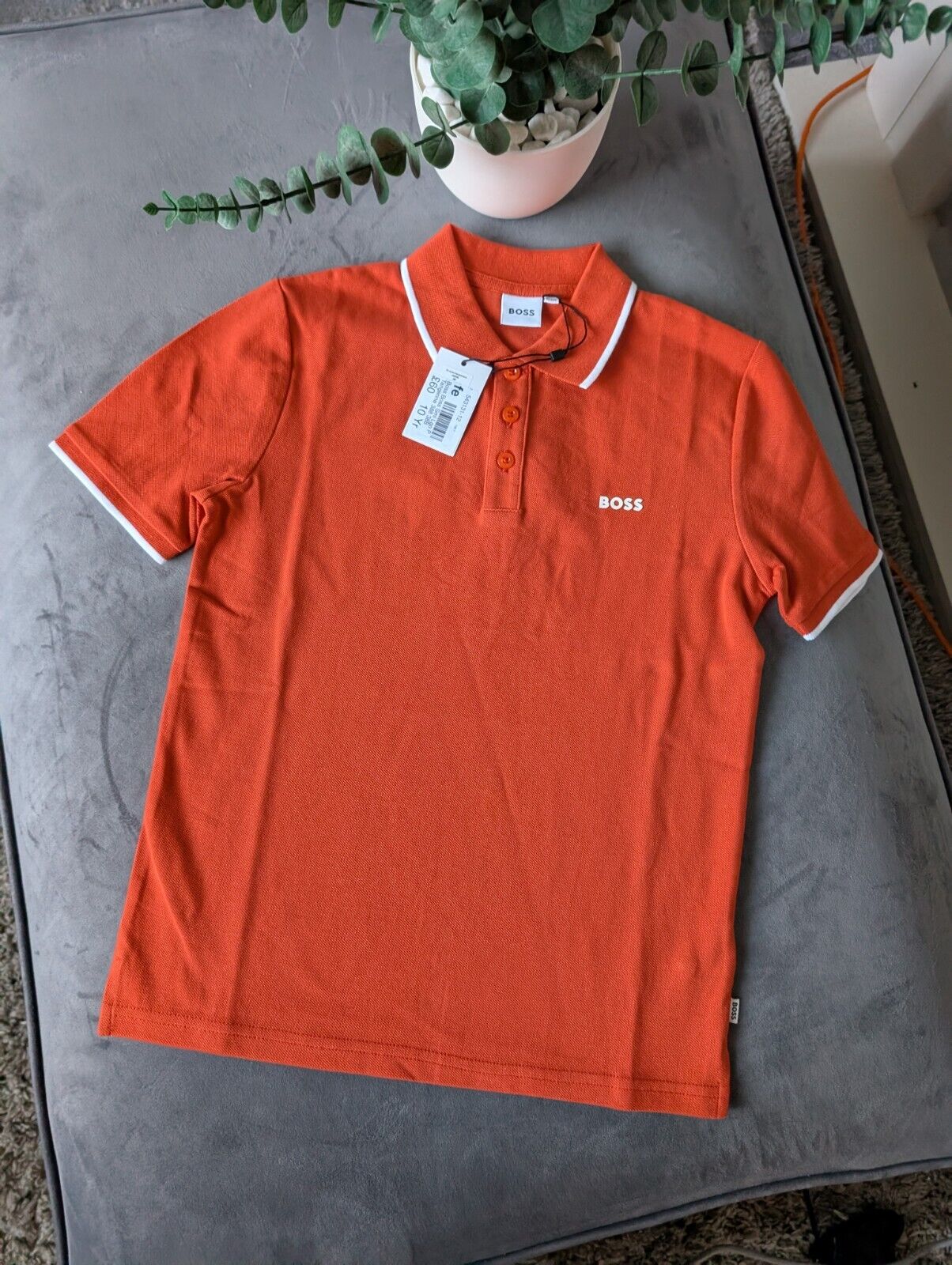 New Hugo boss boys Smart polo shirt top t shirt Gift Tangerine Orange 10yr £60