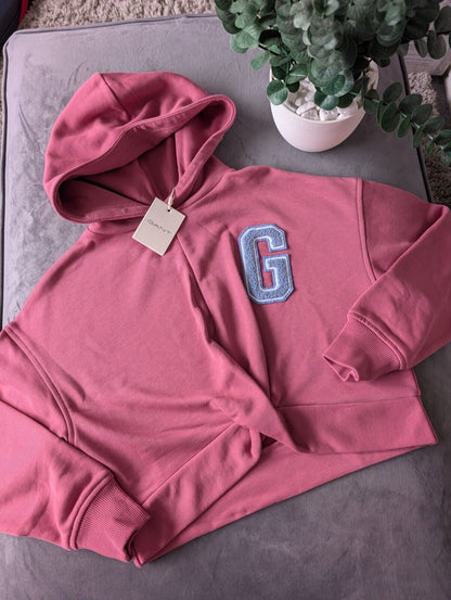 New GANT Girls knot front pink hoodie jumper pink knot g new £79  Gift 11-12