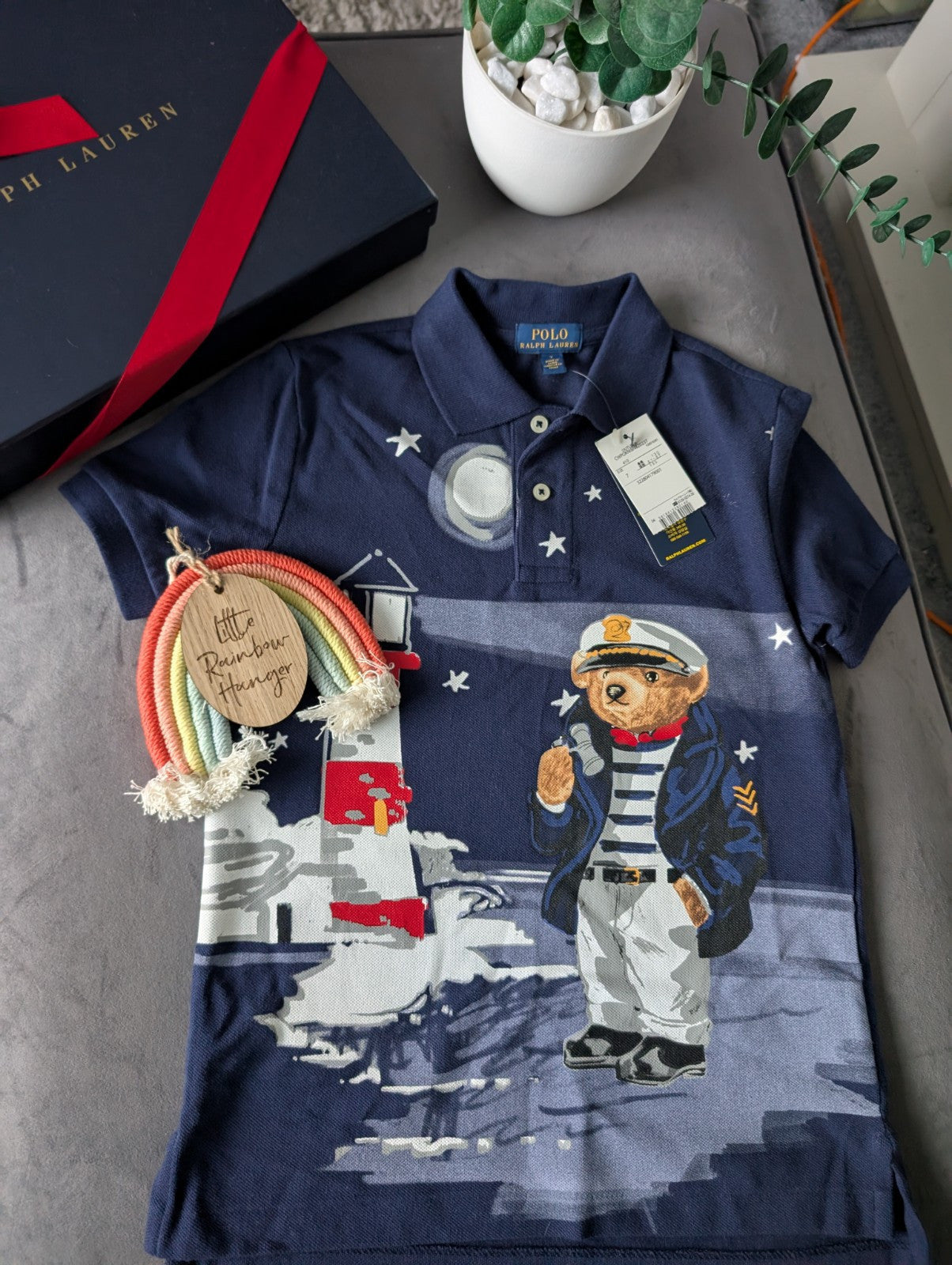 New Rare Gorgeous Special Edition Ralph Lauren Sailor Bear Polo Shirt Age 7 Gift