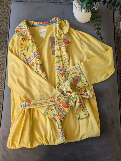 Chelsea Peers  Cotton Yellow Robe Dressing Gown Size XXS UK6 Bnwt lemons design