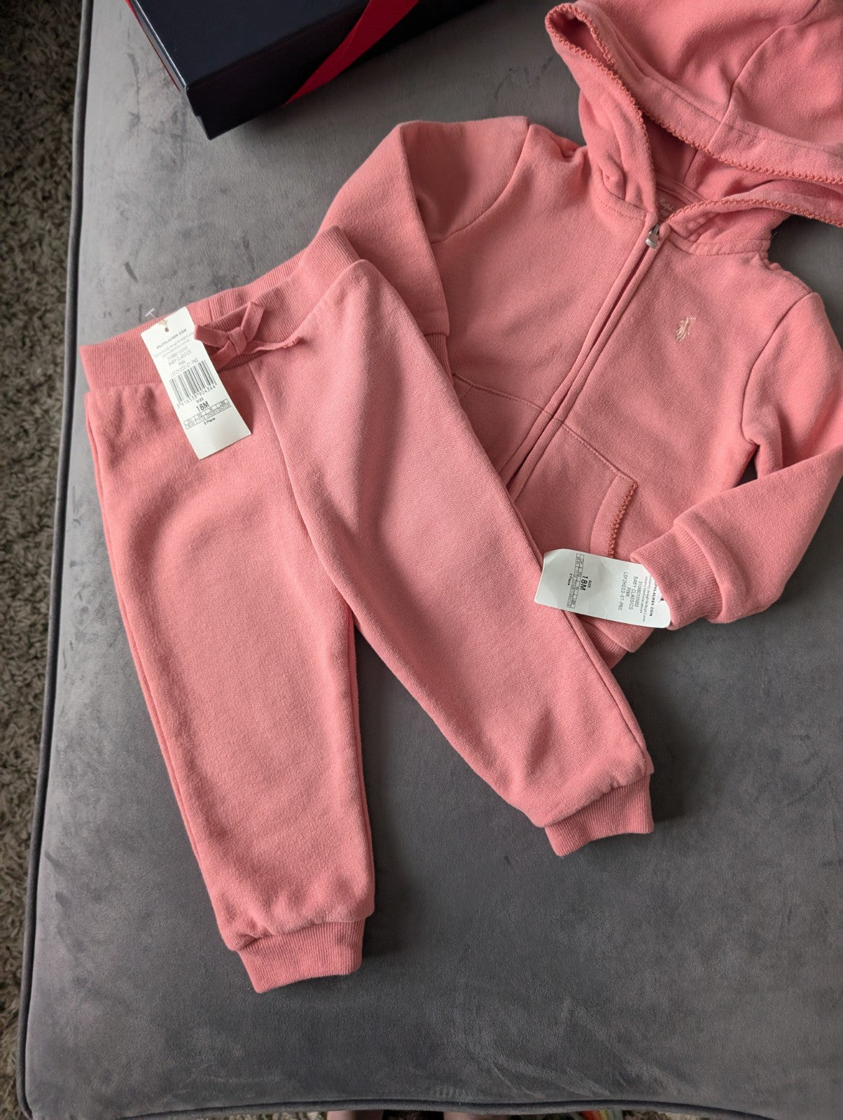 New Gorgeous Ralph Lauren Pink Scalloped Baby Girl Tracksuit  12-18m Gift Baby