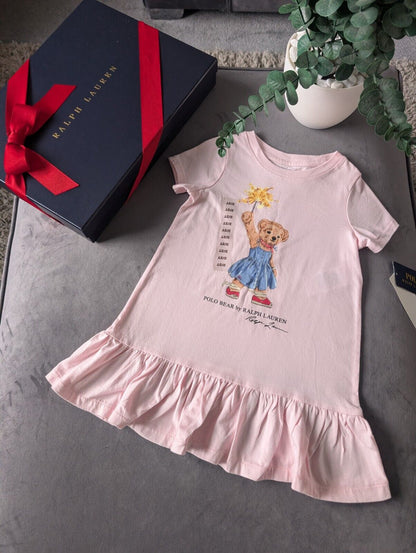 New Gorgeous Ralph Lauren Girls Pink Light  Dress Age 2 Gift Sparks Bear Pretty