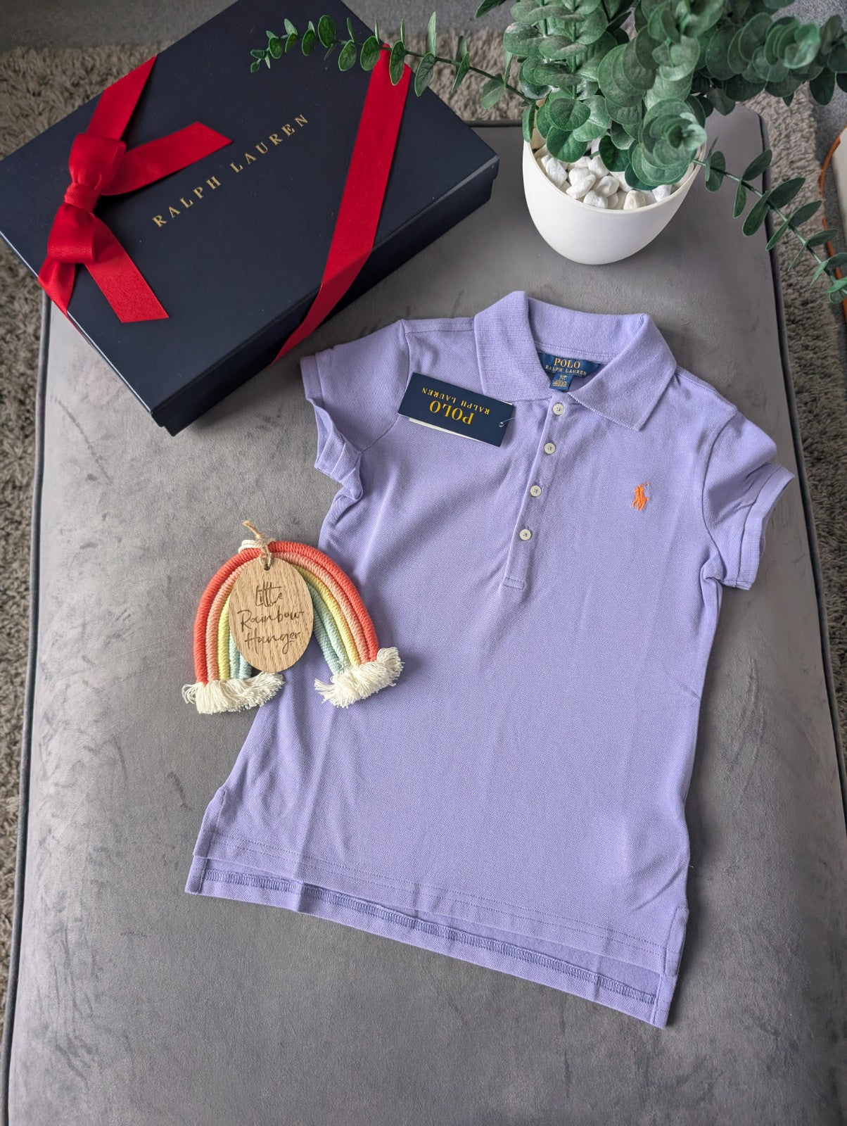 New Ralph Lauren Girls Polo Shirt Short Sleeve Purple Age 7 Smart Casual Gift