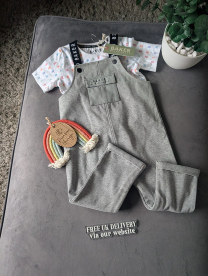 New Ted Baker Baby Boy Occasion Dungaree All In One Grey Smart Romper 3-6m Gift