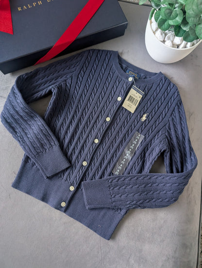 New Ralph Lauren Cable Knitted Cardigan 6-7 Years BNWT Navy Gift Smart Buttoned