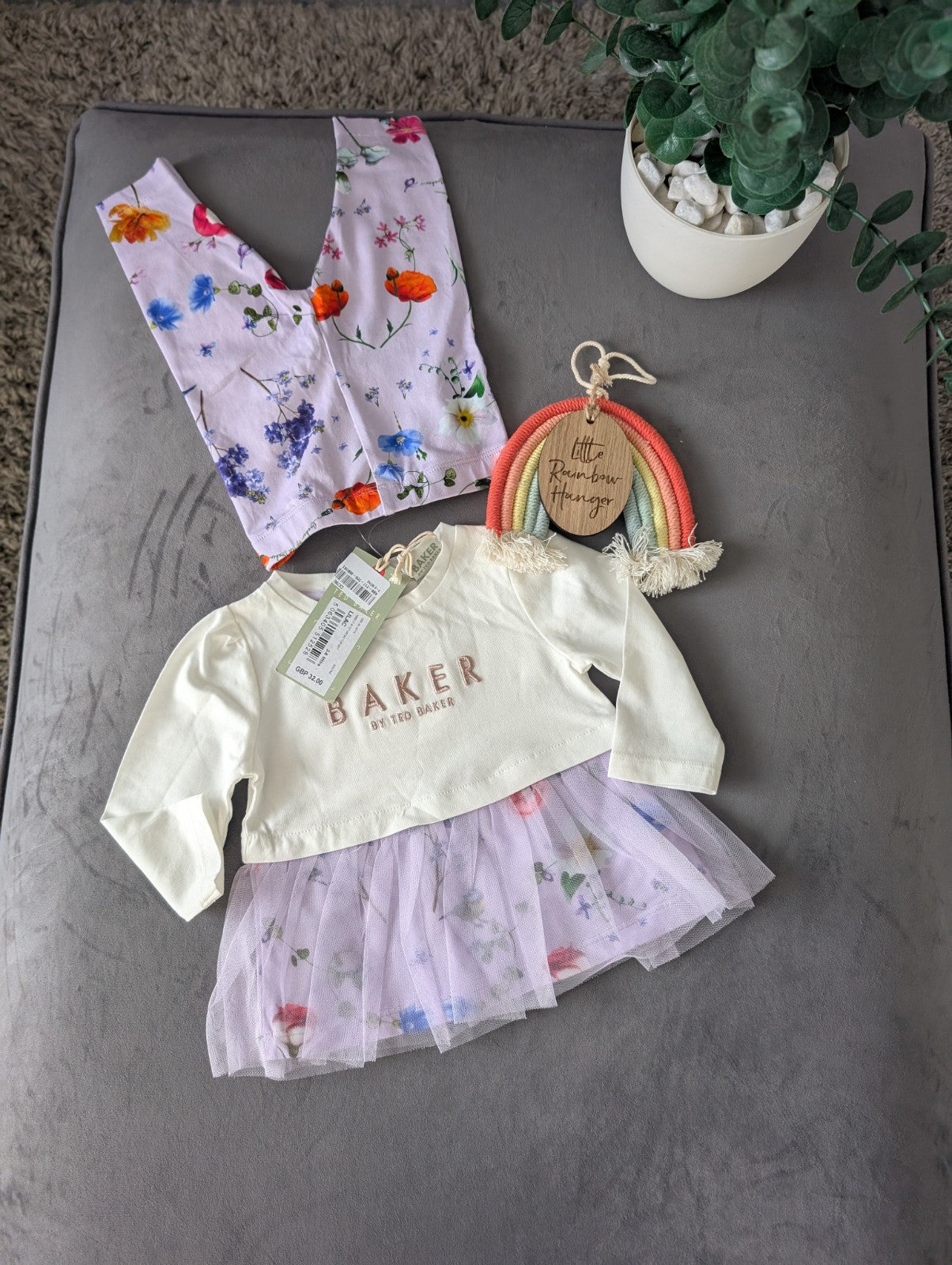 New Ted Baker Baby Girl Legging Top Outfit Set Gift Frill 3-6m Floral Pretty