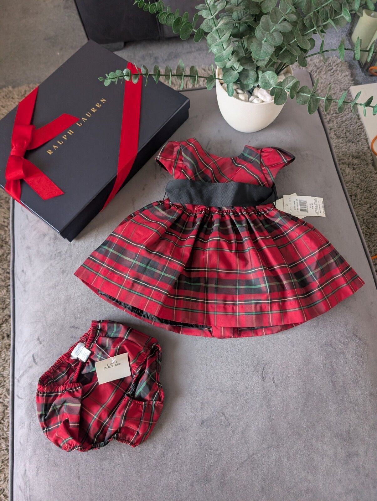 New Ralph Lauren tartan girls vincenza fit flare party dress 9-12m gift cute party