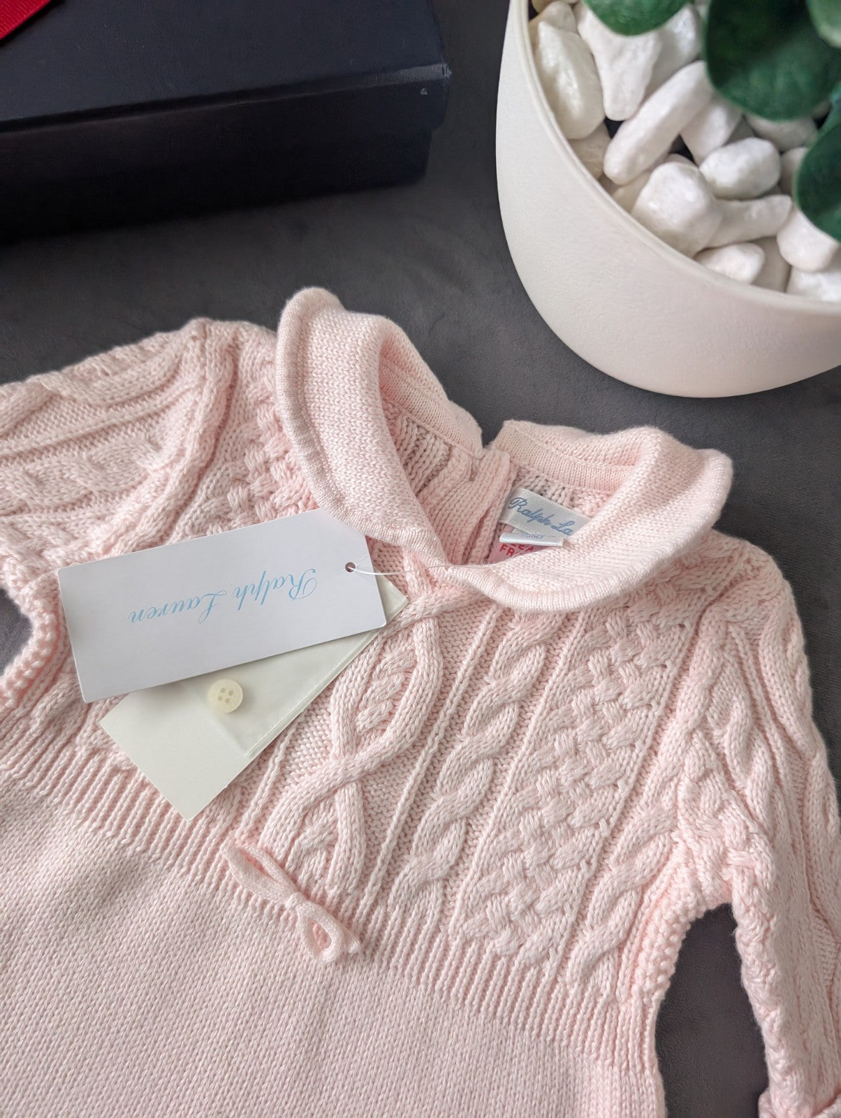 New Gorgeous Ralph Lauren Baby Girls Knit Embroided All In One 0-3m Pink Gift