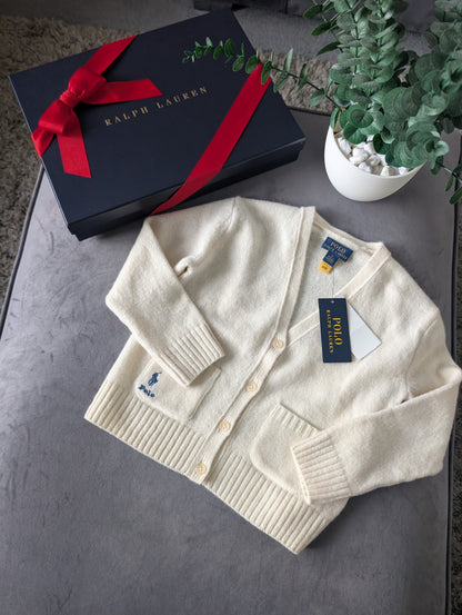 New Stunning Ralph Lauren Girls Wool Cashmere Ivory Cardigan Age 5 RRP £149 Gift