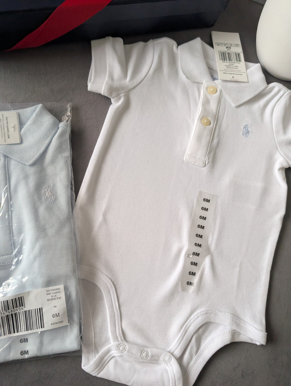 New Ralph Lauren Baby X2 White Blue Polo Logo Vest Collared Logo 3-6m Gift Baby