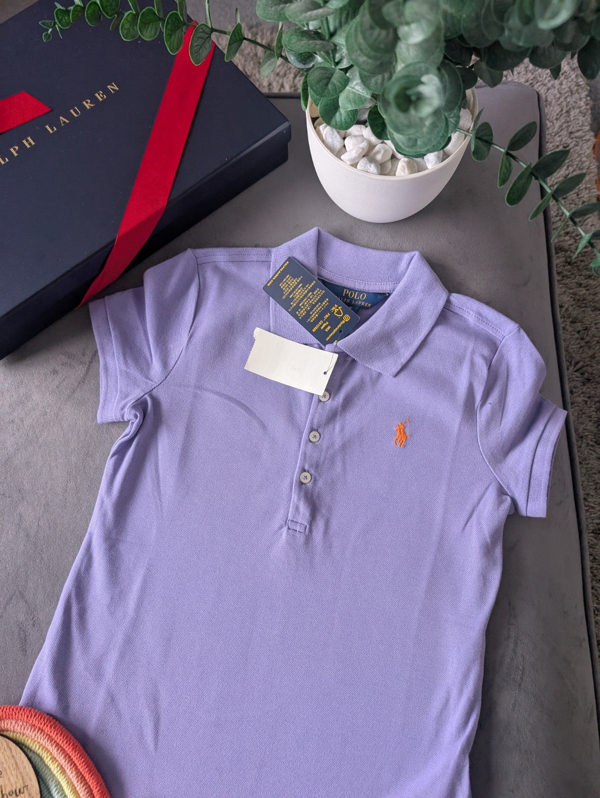 New Ralph Lauren Girls Polo Shirt Short Sleeve Purple Age 8 Smart Casual Gift