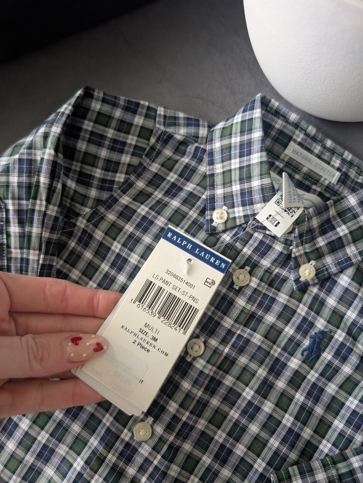 New Boys Ralph Lauren Checked T Shirt & Chino Navy 3m Smart Cute Occasion Gift