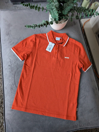 New Hugo boss boys Smart polo shirt top t shirt Gift Tangerine Orange 10yr £60