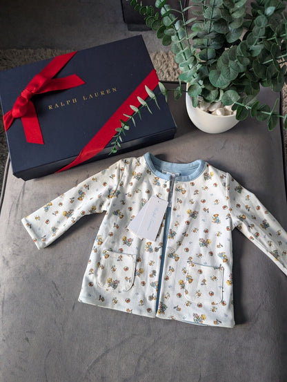 New Ralph Lauren Baby Boy Reversible Jacket Blue Farmhouse Bear Design 6-9m Gift