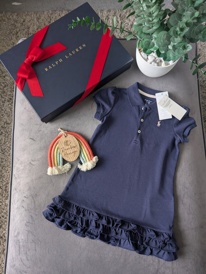 New Ralph Lauren Girls Navy Frill Polo Cupcake Cute Dress Gift 18-24m Gift