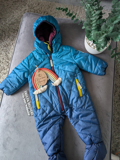 New Baby Boy Ted Baker Snowsuit All In One Suit 3-6 Months Blue ombre Fleece