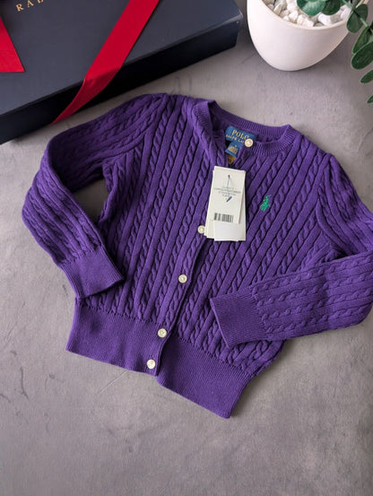 New Ralph Lauren Girls Knitted Cardigan 4 Years BNWT Gift Smart Deep Purple