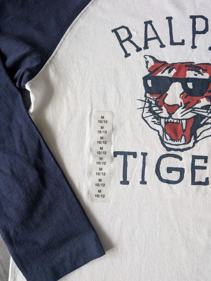 New Ralph Lauren Boys Blue Ralph Tigers Logo Ralph T Shirt Long Sleeve 10-12yrs