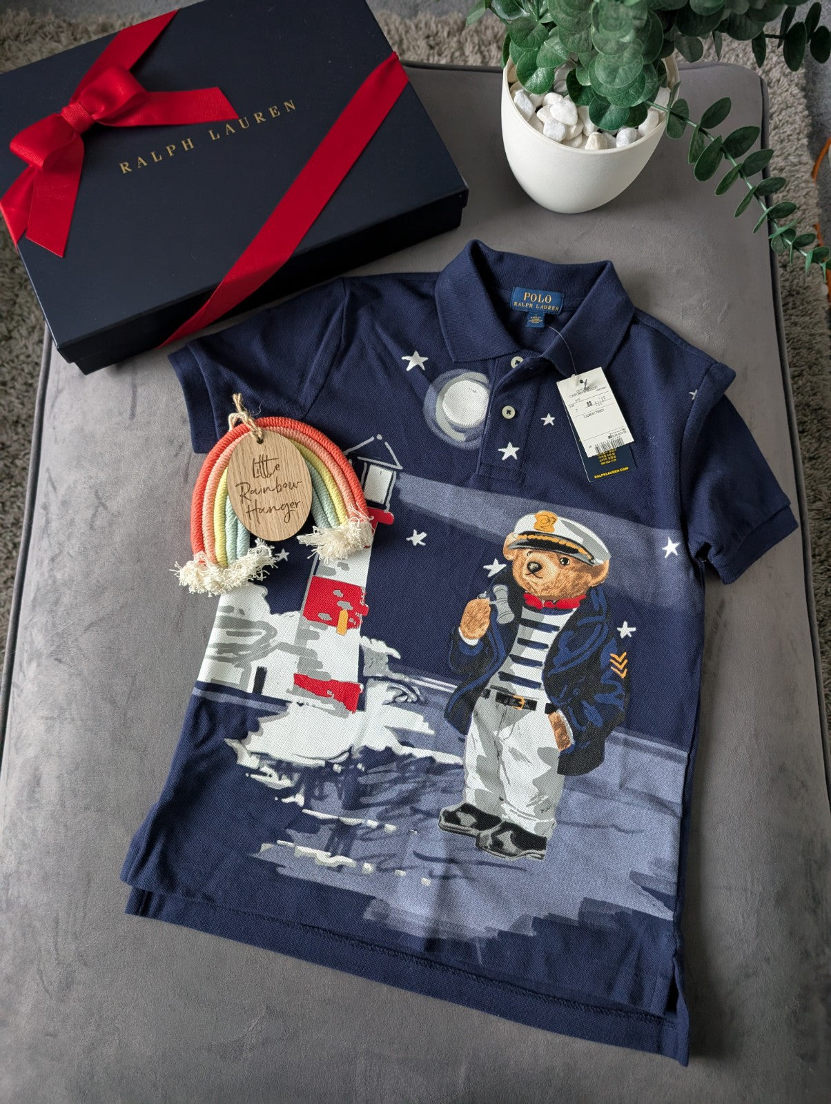 New Rare Gorgeous Special Edition Ralph Lauren Sailor Bear Polo Shirt Age 7 Gift