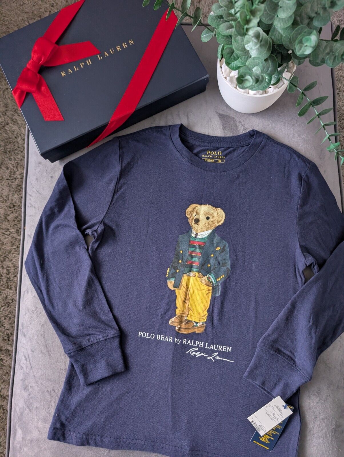 New Gorgeous Ralph Lauren Butler Bear T-Shirt Age 10-12 Gift Navy Blue Smart