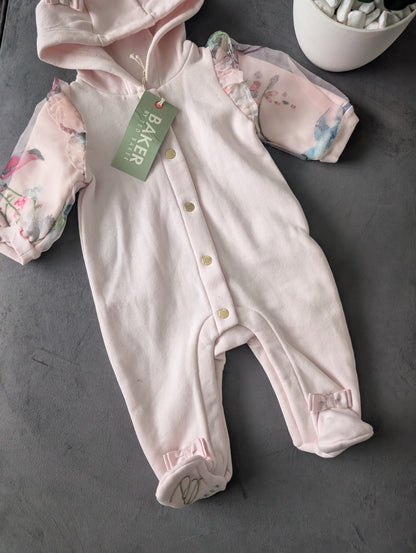 New Ted Baker Baby Girl Frill Floral Knit Pramsuit Babygrow Spring Newborn Gift