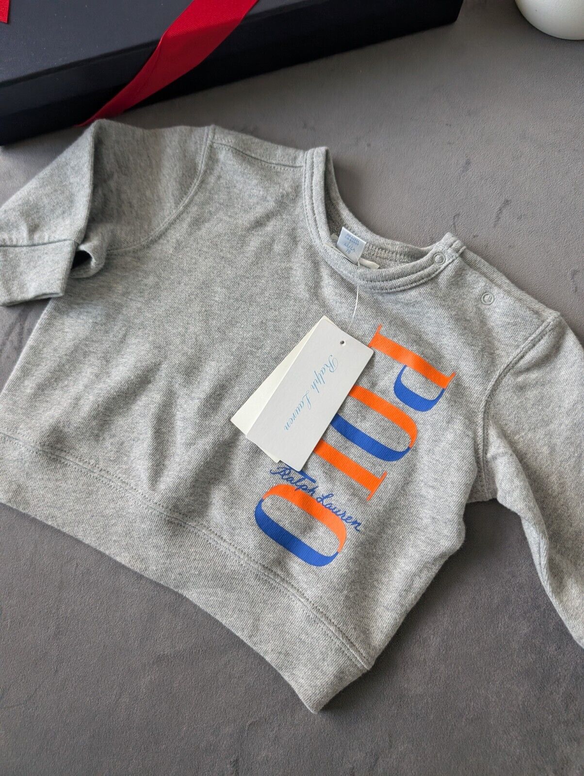 New Ralph Lauren Baby Boys Grey Logo Light Jumper Gift £49.99 6m Smart