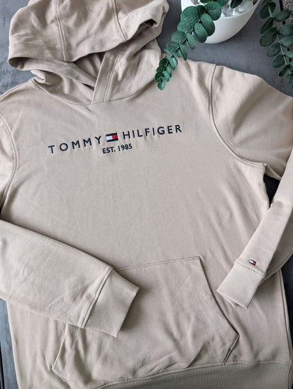 Worn Once Boys Tommy Hilfiger Sand Beige Smart Hoodie Age 16 Smart Embroidery