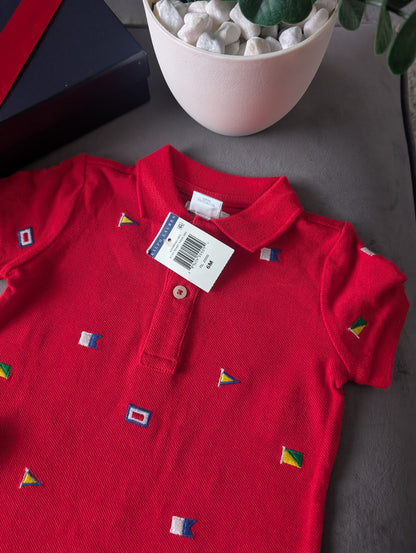 New Ralph Lauren Baby Boy Red Embroidery Flag Romper Gift 3-6m Summer Holidays