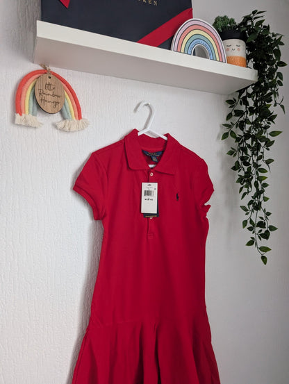 New Ralph Lauren Polo Tennis Dress Red Size Girls M 8-10 Years Gift Occasion