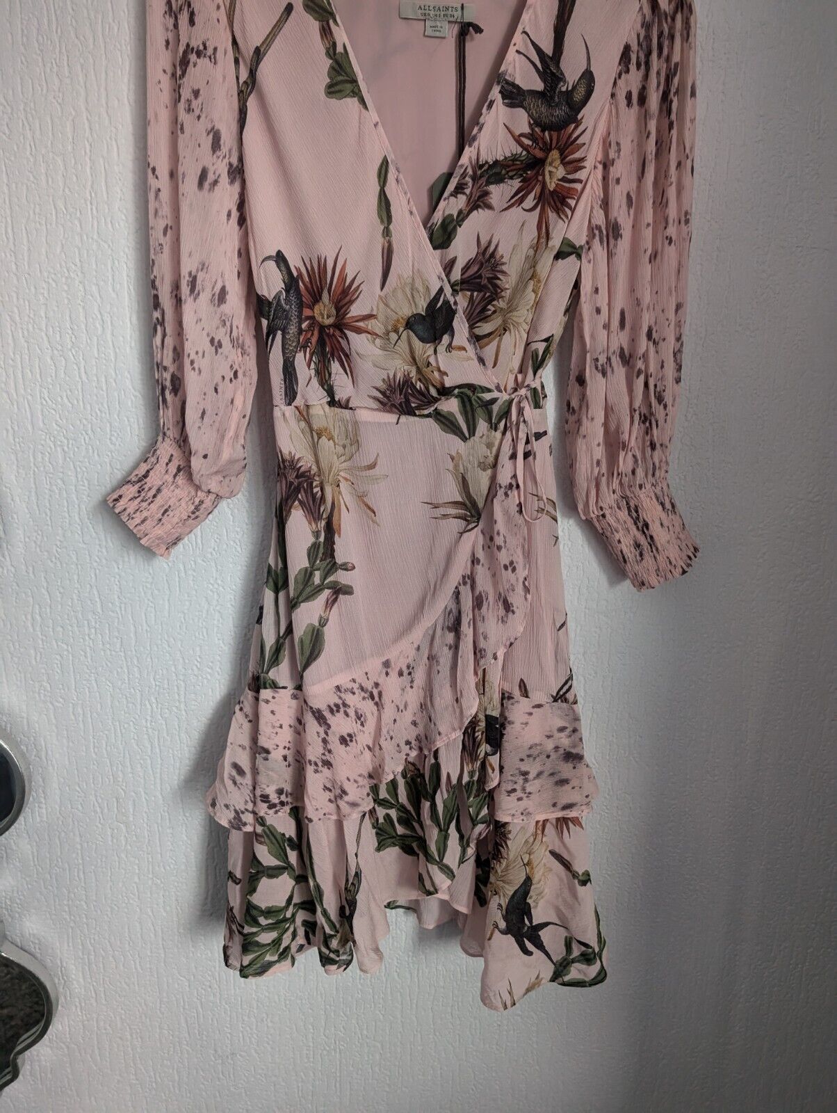 New All Saints Ari Nolina Dress in Pink Size 6 RRP £199 Occasion Smart Formal