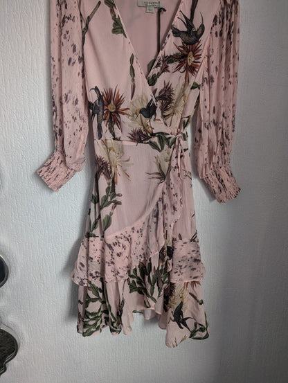 New All Saints Ari Nolina Dress in Pink Size 6 RRP £199 Occasion Smart Formal