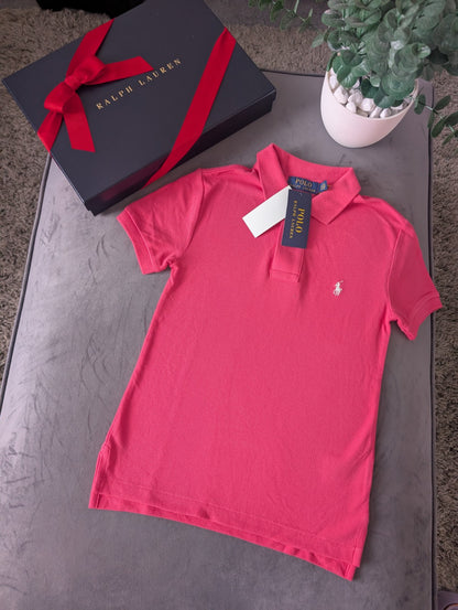 New Ralph Lauren Smart Pink Plain Polo T Shirt Age 8 Blue Casual Embroided Pony